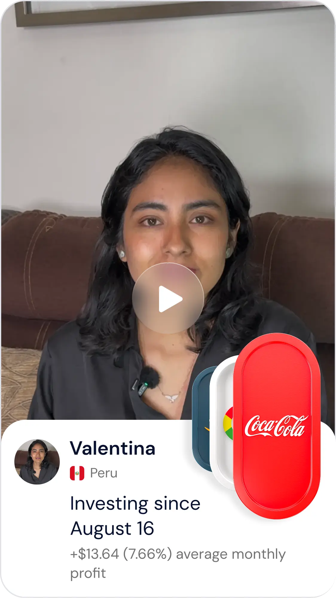 Valentina: Invirtiendo desde el 16 de agosto +$13.64 (7.66%) de ganancia mensual promedio